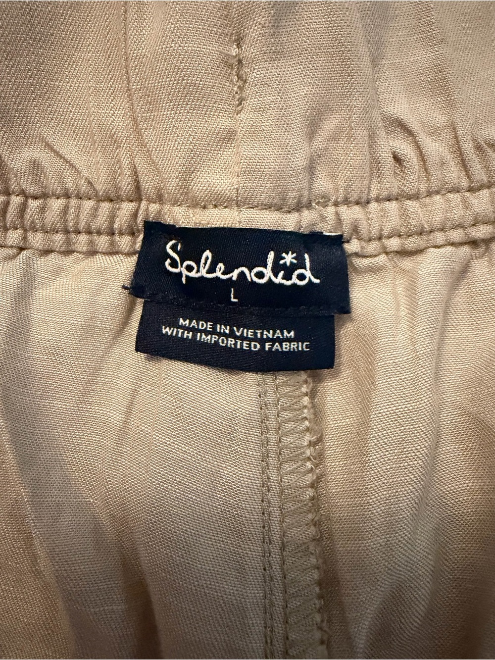Splendid Cropped Wide-Leg Drawstring Pants in Light Beige - Picture 5 of 5